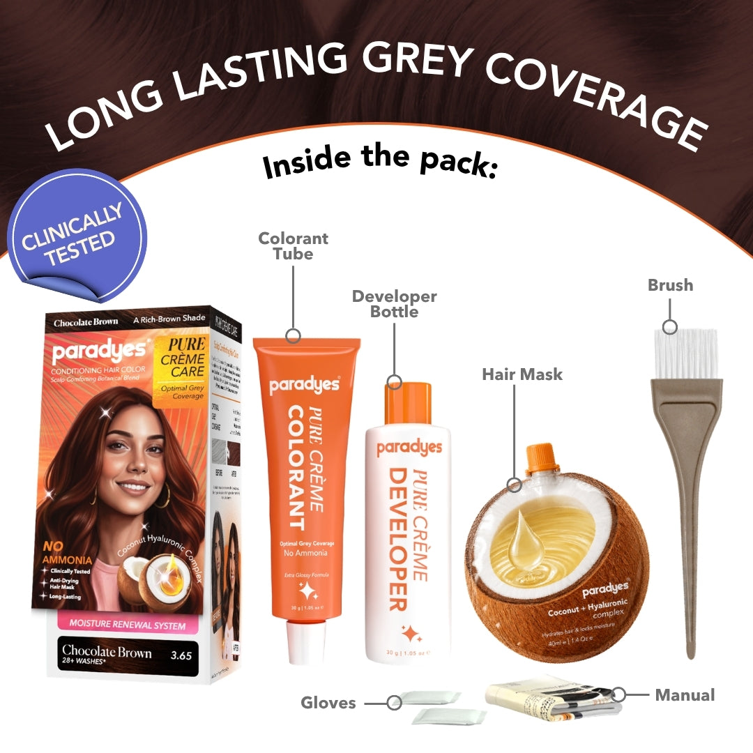 Pure Crème Care No Ammonia Hair Color Chocolate Brown 3.65