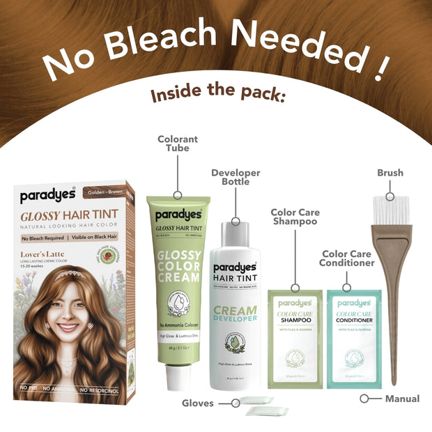 Buy Now Paradyes Lover's Latte Glossy Hair Tint | No Bleach, Semi ...