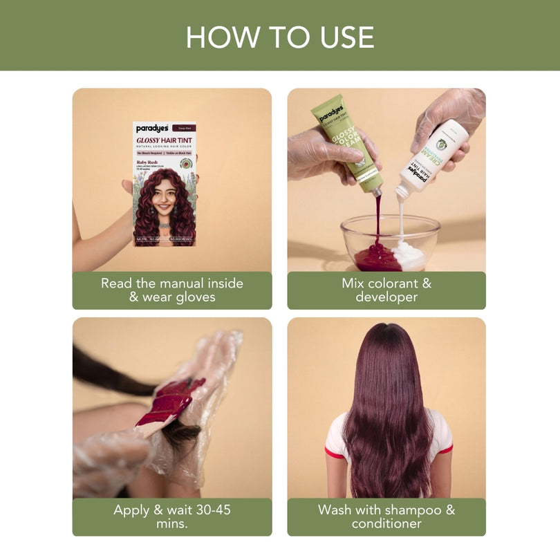 Buy Now Paradyes Ruby Rush Glossy Hair Tint | No Bleach, Semi-Permanent ...