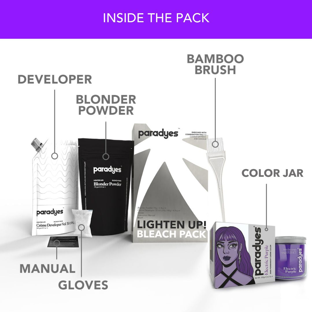 Electric Purple + Lighten Up! Bleach Pack Paradyes