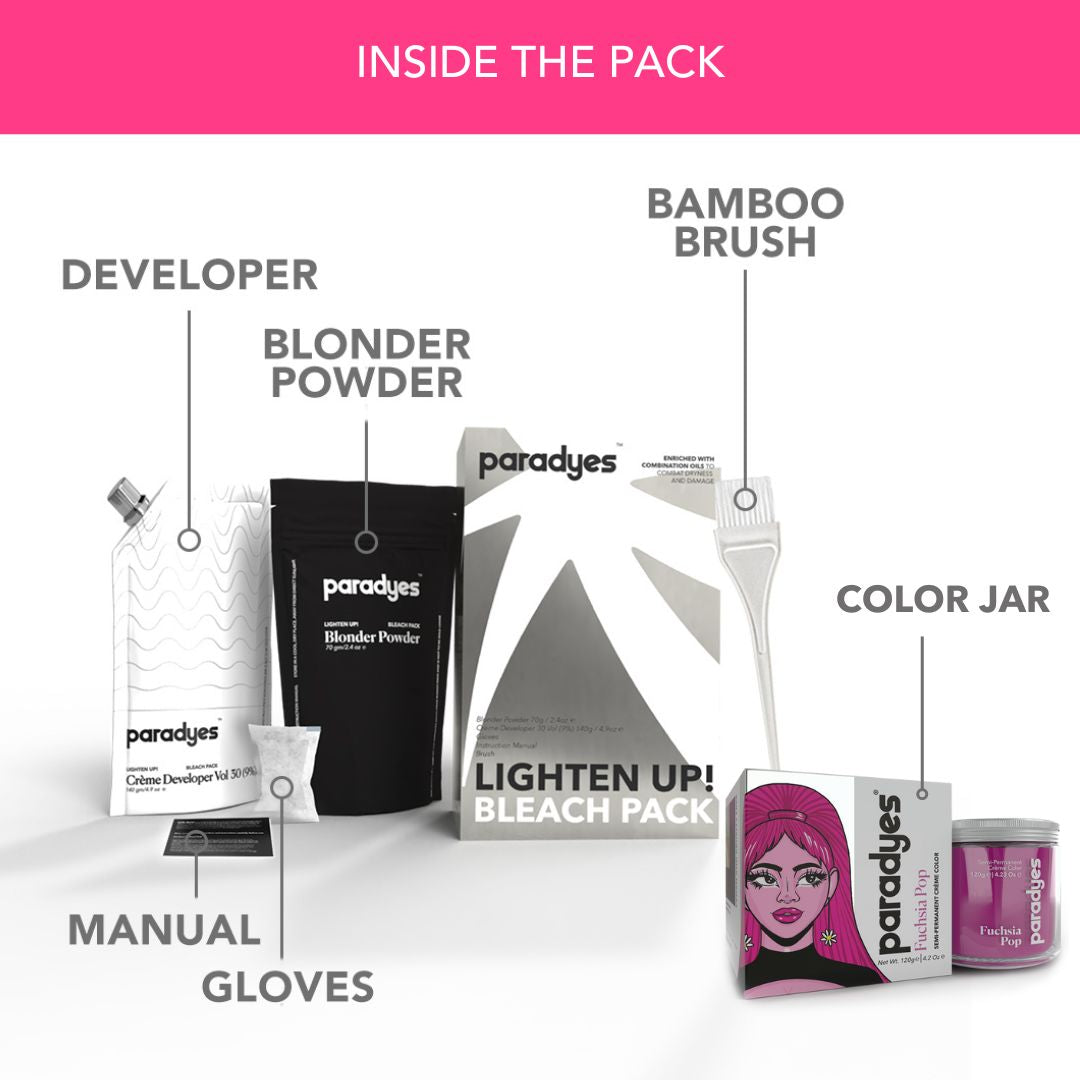 Fuchsia Pop + Lighten Up! Bleach Pack Paradyes